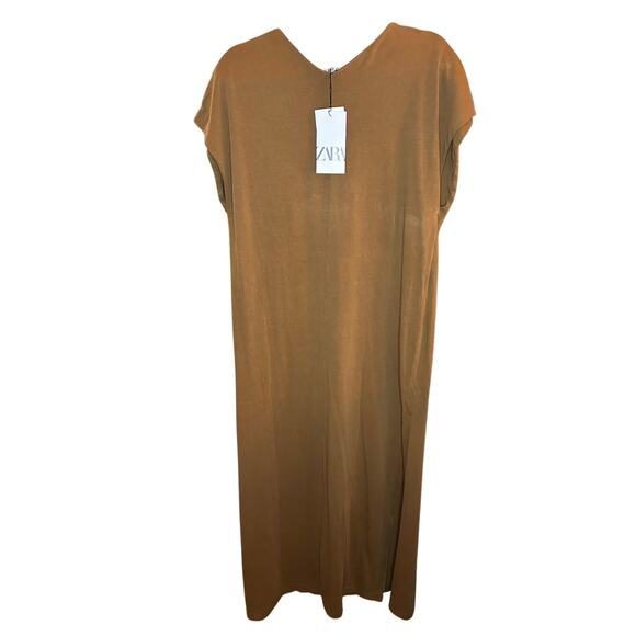 Nwt- Zara WASHED MIDI DRESS-L - Picture 6 of 7
